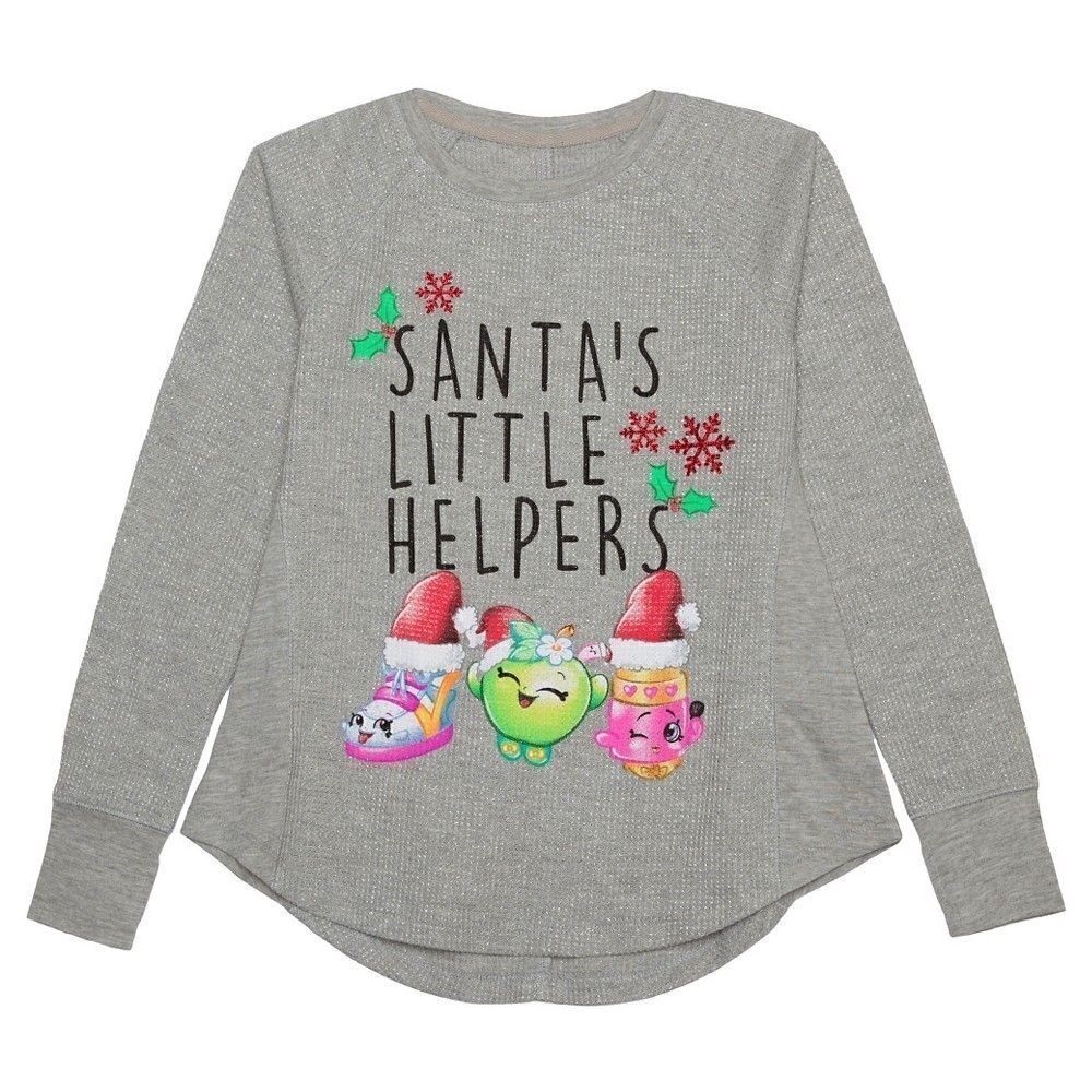 (5/$25) Shopkins Thermal Christmas long sleeve tee